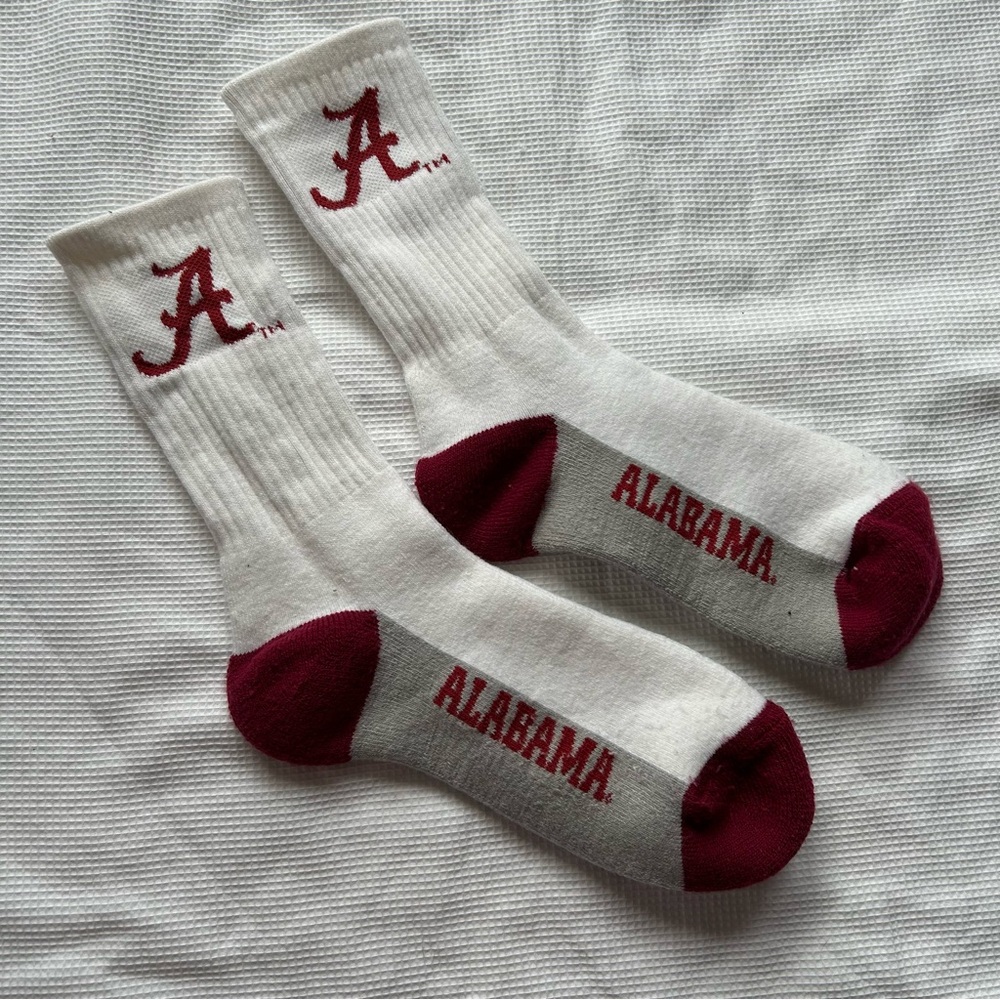 Alabama Crimson Tide White and Maroon Socks